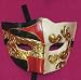 Pleasure Paper Mache Eye Venetian, Masquerade, Mardi Gras Mask Red/Black