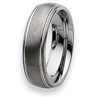 Grooved Brushed and Polished Tungsten Carbide Ring (7.0 mm) - Size 8.5