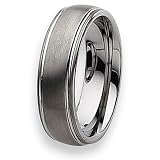 Grooved Brushed & Polished Tungsten Carbide Ring (7.0 mm) - Sizes 7-13