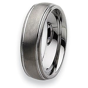 Grooved Brushed & Polished Tungsten Carbide Ring (7.0 mm) - Sizes 7-13