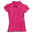 Girls` Cherokee® Bright Pink Knit Polo Short-Sleeve Tee