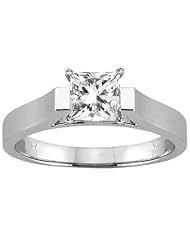 0.80 Ct Princess H/I SI1/SI2 Diamond 18K White Gold Solitaire Ring