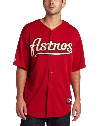 MLB Men's Houston Astros Carlos Lee Desert Red Alternate Short Sleeve 6 Button Synthetic Replica Baseball Jersey Spring 2012  (Desert Red, X-Large)