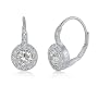 Sterling Silver Round Cubic Zirconia CZ Leverback Dangle Earrings - Ideal Gift For Mother, For Her, Birthday, Anniversary, Bridal, Wedding, Engagement