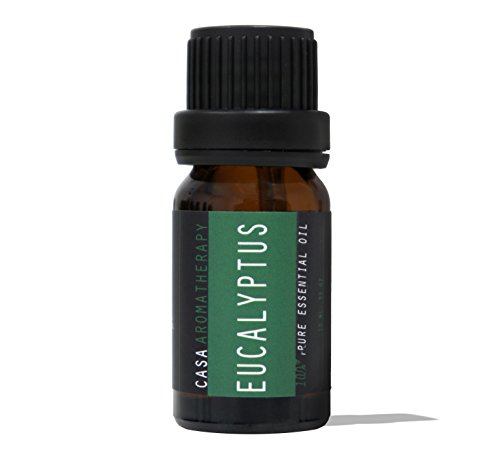 Casa Aromatherapy Eucalyptus 100% Pure Therapeutic Essential Oil 10ml/0.33oz for Immune System, Anxiety, Respiratory, Expectorants, Fatigue, Stress, Skin Health, Colds, Flu