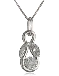 10k White Gold Diamond Love Knot Pendant Necklace (1/8 cttw, H-I color, I1-I2 Clarity), 18
