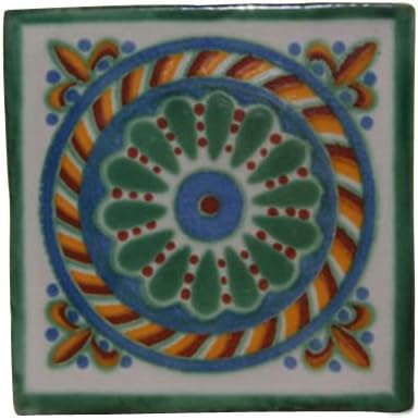 12 Hand Painted Talavera Mexican Tiles 4"x4" Spanish Influence