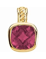 14K Yellow Gold Antique Square Cut Rhodolite Garnet Pendant -- LIFETIME WARRANTY