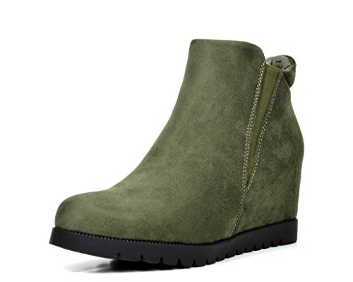 DREAM PAIRS FAY Women's Fashion Casual Elastic Pull On Low Ankle Hidden Wedge Boots