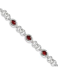 Sterling Silver Diamond & Garnet Bracelet