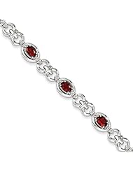 Sterling Silver Diamond & Garnet Bracelet