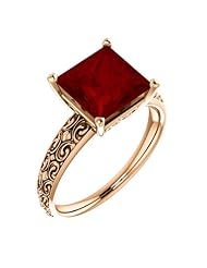 18K Rose Gold 8.00x8.00mm Princess Cut Chatham Created Ruby Ring -- LIFETIME WARRANTY