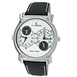 Le Chateau Men's Dual Time Zone Elegant Leather Band Watch Model LC-SS335-7 (Silver Dial/Black Band)