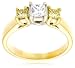 18k Two-Tone Gold White and Yellow Diamond 3-Stone Ring, Size 6.75