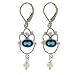 Sterling Silver London Blue Topaz and Diamond Dunlop Earrings, MADE IN AMERICA