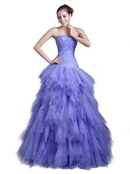 A-line Strapless Floor Length Sweetheart Satin/Tulle Ruched Pleated Tiered Quinceanera Dress 