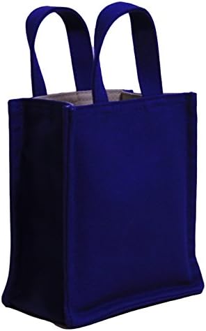 16oz Canvas Reusable Paper Bag, Shopping Bag, Grocery Tote Bag, Small, Navy