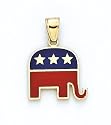 14K ENAMEL ELEPHANT REPUBLICAN PENDANT - GH16773