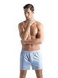 Hanro Men's Pure Woven Boxer With Fly, Light Blue, Medium Hanro Men's Pure Woven Boxer With Fly, Light Blue, Medium