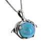 Sterling Silver Dolphins Sea Aqua Aura Pendant Jewelry