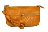 Passion Mustard Genuine Leather Clutch or Wristlet With Strap