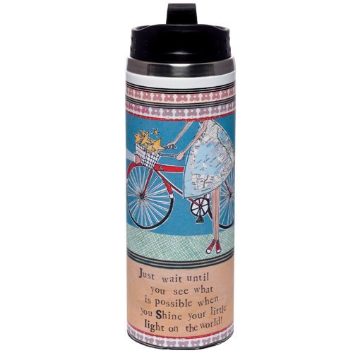 Santa Barbara Design Studio Curly Girl Design, 12-Ounce Double-wall Stainless Steel Travel Mug, Shine Your Light On The World