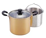 カラーズ 3層底 ガラス蓋付 パスタ鍋 22cm ゴールド H-4585