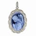 Guardian Angel Oval Agate Cameo Pendant with Diamond Accented Frame - 3/4 x 1/2
