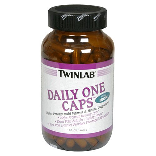 TwinLab Daily One Caps Multi-Vitamins and Multi-Minerals with Iron, Capsules, 180-Count Bottle