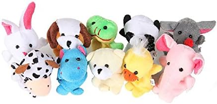 10 Piece Finger Puppet Velvet Animal Style Educational Puppets for Storytelling Story Time Language Skills Imagination Motor Development Enhance Relationships Interaction Creativity