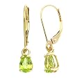 6x9mm Pear-Shape Peridot Lever-back Earrings in 14K Yellow Gold
