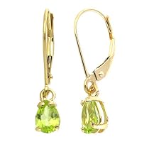 6x9mm Pear-Shape Peridot Lever-back Earrings in 14K Yellow Gold