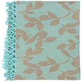 Surya Timora Aqua and Tan Throw Blanket