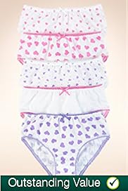 5 Pack Pure Cotton Assorted Heart Briefs