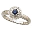 14Kt White Gold Round Cut Blue Sapphire Diamond Fashion Ring