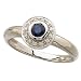 14Kt White Gold Round Cut Blue Sapphire Diamond Fashion Ring