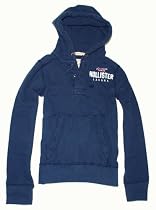 Hollister by Abercrombie & Fitch Mens Logo Hooded Henley Sweatshirt Hoodie
