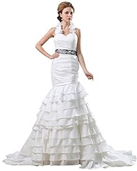 Halter Floor Length  Beaded Lace Satin Mermaid Natural   Waistline  Dress With Ruffles