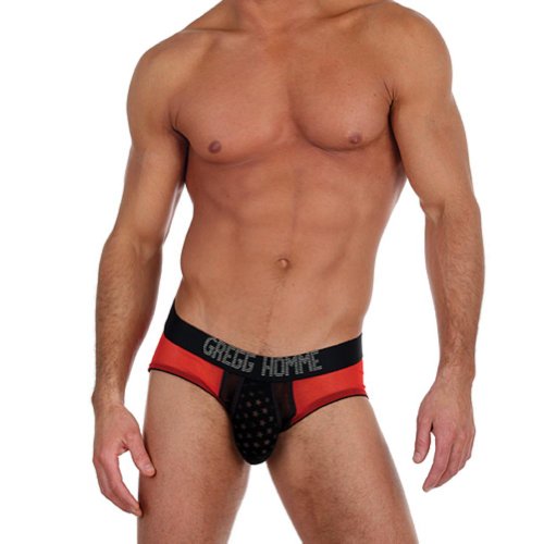 Sky Brief Red See Through Mesh Men