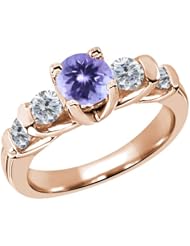 1.78 Ct Round Blue Tanzanite G/H Diamond 14K Rose Gold Ring