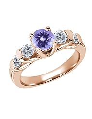 1.78 Ct Round Blue Tanzanite G/H Diamond 14K Rose Gold Ring