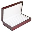 Caddy Bay Collection Rosewood Color Glossy Finish Jewelry Ring Case Display Cuff Links Body Jewelry Storage Box With Ring Rows