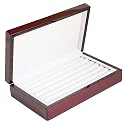 Rosewood Glossy Finish Jewelry Ring Display Storage Case With Ring Rows