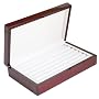 Rosewood Glossy Finish Jewelry Ring Display Storage Case With Ring Rows