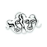 Sterling Silver Comedy & Tragedy Pin Brooch Jewelry