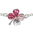 18k Gold Plated Swarovski Crystal Heart Shaped Four Leaf Clover Chain Bracelet - Pink Sapphire 18k Gold Plated Swarovski Crystal Heart Shaped Four Leaf Clover Chain Bracelet - Pink Sapphire
