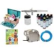 Complete Professional Airbrush Cake Decorating Kit Airbrush, Mini Compressor with Hose, and 12 - 0.7 oz. Americolor AmeriMist Food Colors