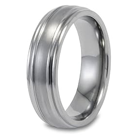 Domed Brushed and Polished Titanium Ring (7mm) - Size 6.0: West Coast Jewelry: Jewelry