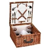 Picnic Basket Suitcase Willow Wicker Service For 2 by Whitney Design