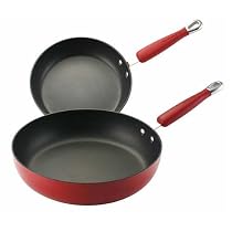 KitchenAid Gourmet Essentials Hard-Base Nonstick 9- and 11-Inch Skillet Set, Red
